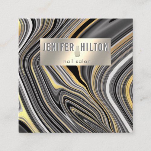 Trendy agate geode silver gold nail salon square business card