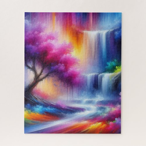 Trendy AI Generated Art Colorful Landscape Jigsaw Puzzle