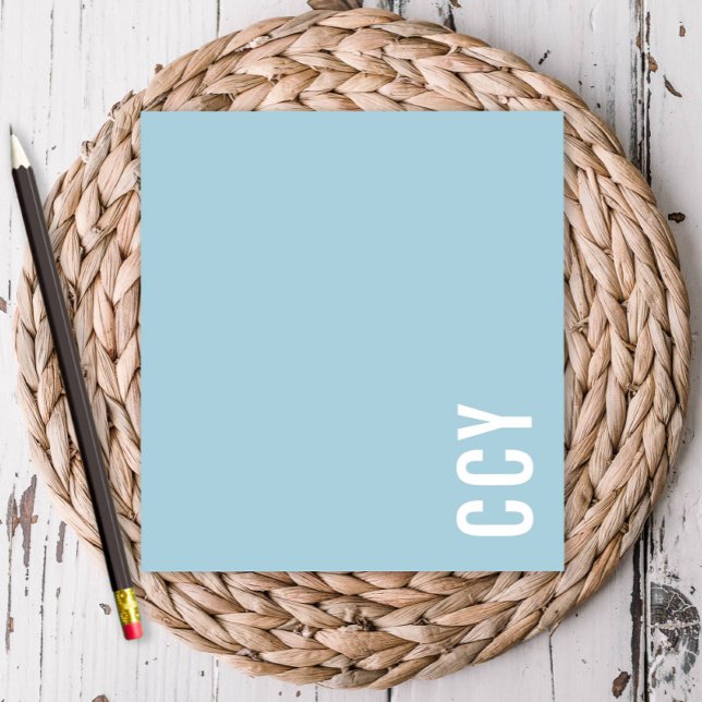 Trendy All Cap Sideways Monogram Blue Personalized Notepad (Creator Uploaded)