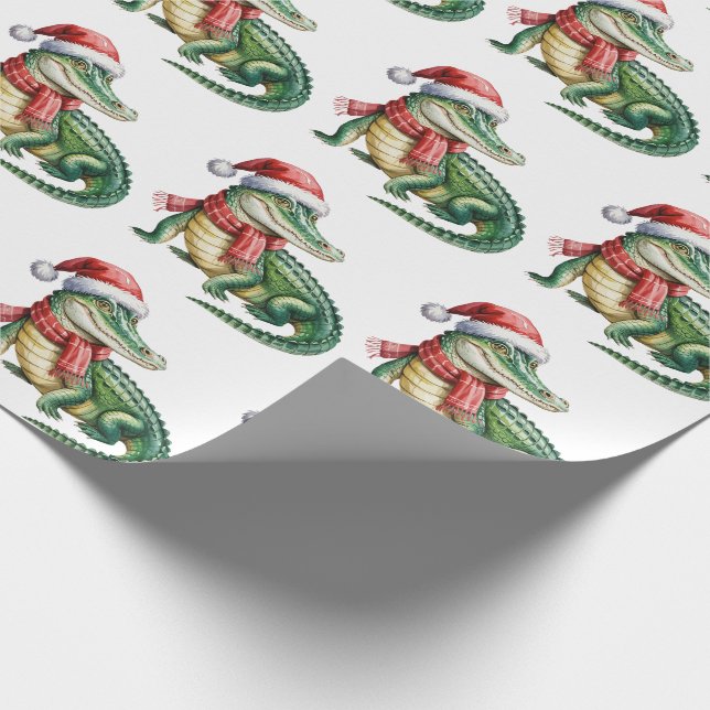 Trendy Alligators-Crocodiles Christmas Pattern  Wrapping Paper (Corner)