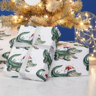 Trendy Alligators-Crocodiles Christmas Pattern  Wrapping Paper