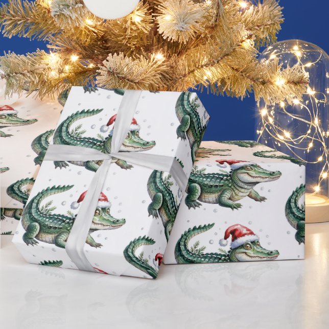Trendy Alligators-Crocodiles Christmas Pattern  Wrapping Paper (Holidays)