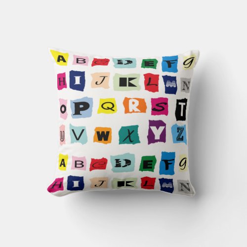 Trendy Alphabet Squares Tiles Throw Pillow