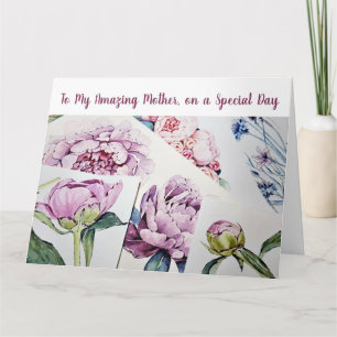 Trendy Amazing Mother Love Watercolor Art Flowers Card