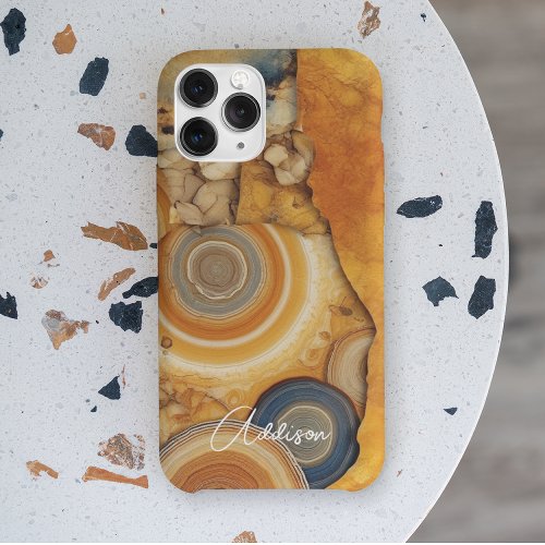 Trendy Amber Yellow Agate Fossil iPhone 15 Pro Max Case