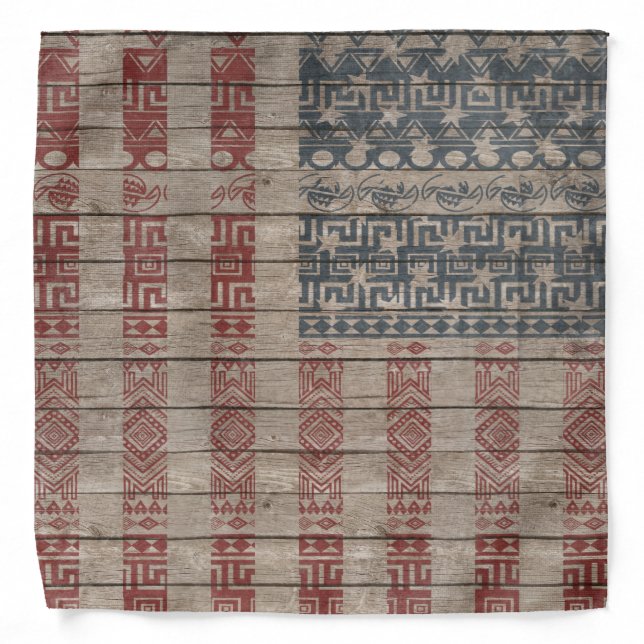 Trendy America flag Aztec Tribal Pattern Bandana (Front)