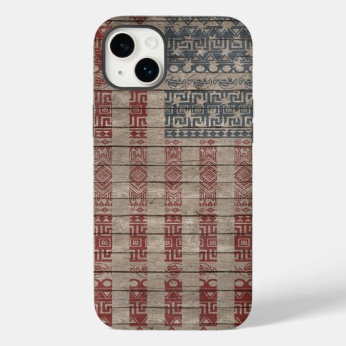 Trendy America flag Aztec Tribal Pattern Case_Mate iPhone 14 Plus Case