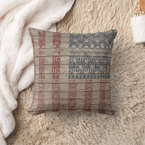 Trendy America flag Aztec Tribal Pattern Throw Pillow