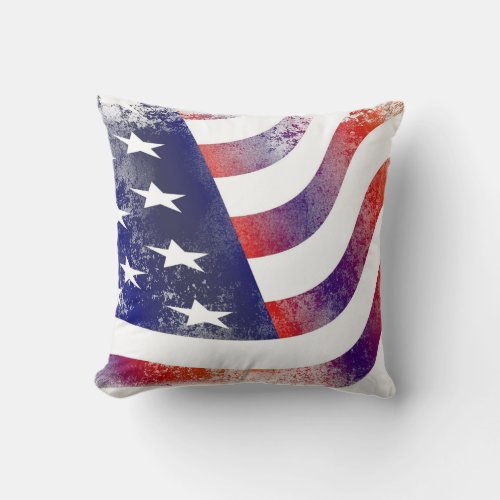 Trendy American Flag  Throw Pillow