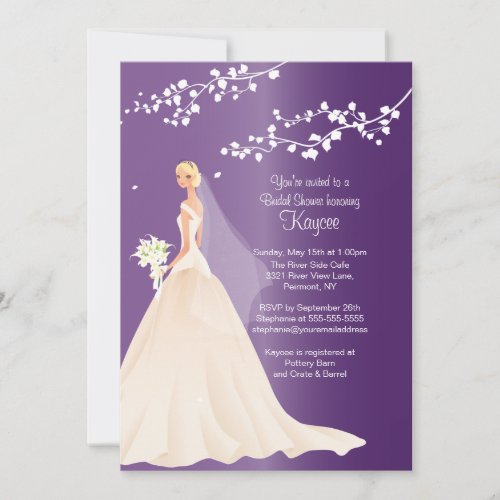 Trendy Amethyst BLONDE Bride Bridal Shower Invite