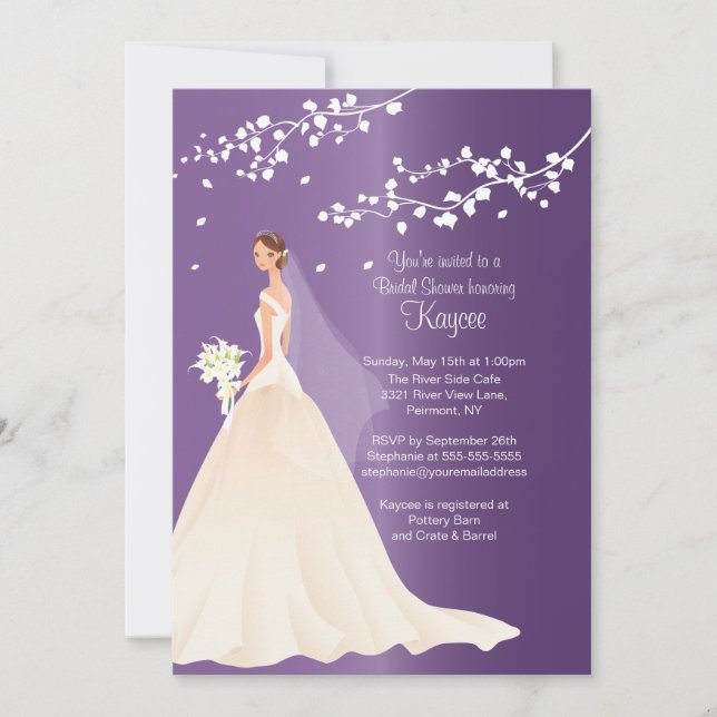Trendy Amethyst Bride Bridal Shower Invite (Front)