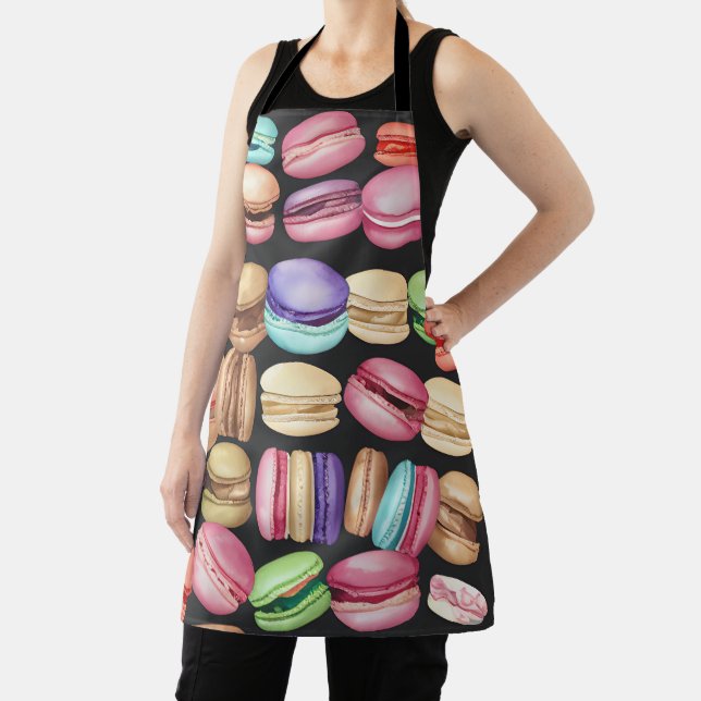 Trendy and Artistic Watercolor Macarons Pattern Apron (Insitu)