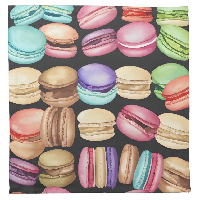 Trendy and Artistic Watercolor Macarons Pattern Cloth Napkin (Front)