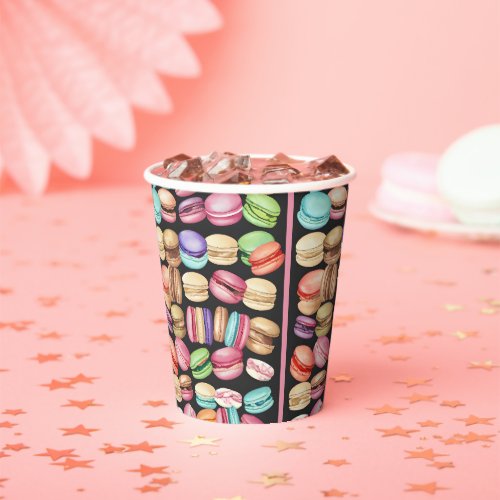 Trendy and Artistic Watercolor Macarons Pattern Paper Cups