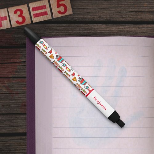 Trendy and Cute Red Fire Engine  Fire Fighters Black Ink Pen