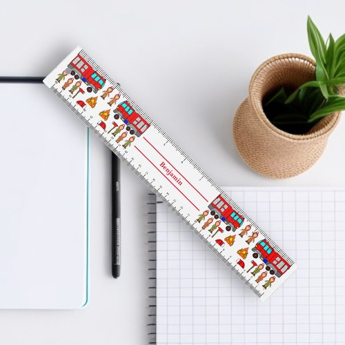 Trendy and Cute Red Fire Engine  Fire Fighters  Ruler