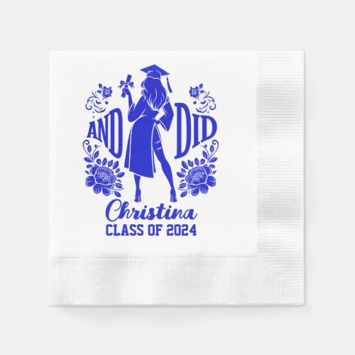 Trendy AND DID Blue Graduation Party Napkins