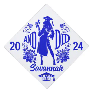 Trendy &quot;AND DID&quot; Urban Woman's Silhouette Blue Graduation Cap Topper