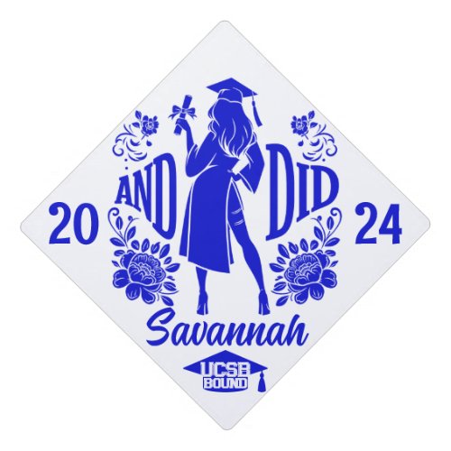 Trendy AND DID Urban Womans Silhouette Blue Graduation Cap Topper