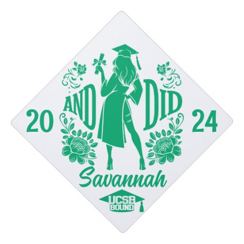 Trendy AND DID Urban Womans Silhouette Green Graduation Cap Topper