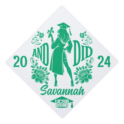 Trendy &quot;AND DID&quot; Urban Woman's Silhouette Green Graduation Cap Topper