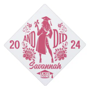 Trendy &quot;AND DID&quot; Urban Woman's Silhouette Pink Graduation Cap Topper