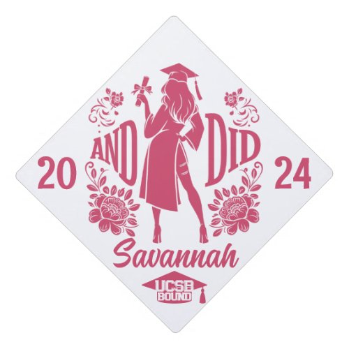 Trendy AND DID Urban Womans Silhouette Pink Graduation Cap Topper