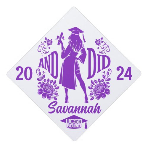 Trendy AND DID Urban Womans Silhouette Purple Graduation Cap Topper