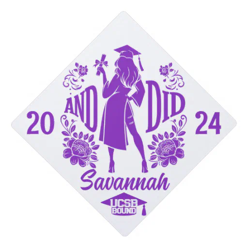 Trendy &quot;AND DID&quot; Urban Woman's Silhouette Purple Graduation Cap Topper