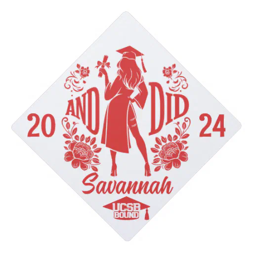 Trendy &quot;AND DID&quot; Urban Woman's Silhouette Red Graduation Cap Topper