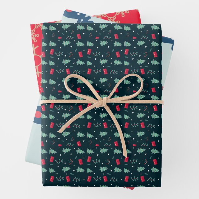Trendy and Festive Christmas Wrapping Paper Sheets (In situ)