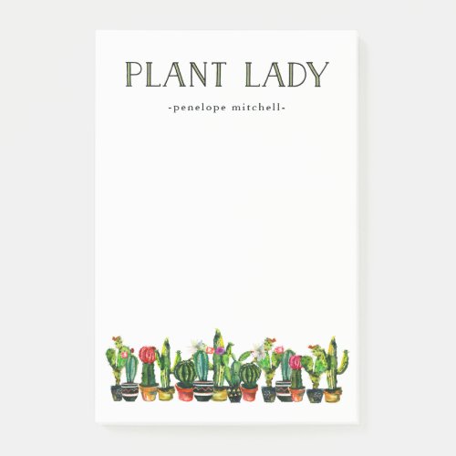 Trendy and Funny Plant Lady with Cactus Post_it Notes