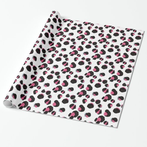 Trendy and glam  pink leopard print animal jungle wrapping paper