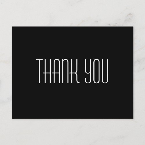 Trendy and Inexpensive Black Thank You Postcard