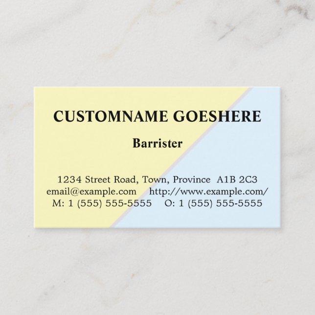 Trendy and Modern Barrister Business Card (Front)