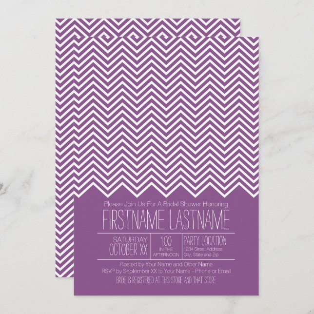 Trendy and Modern Chevron Pattern Bridal Shower Invitation (Front/Back)