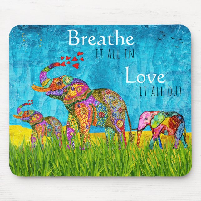 Trendy and Stylish Elephant and Calf Mouse Pad (Front)