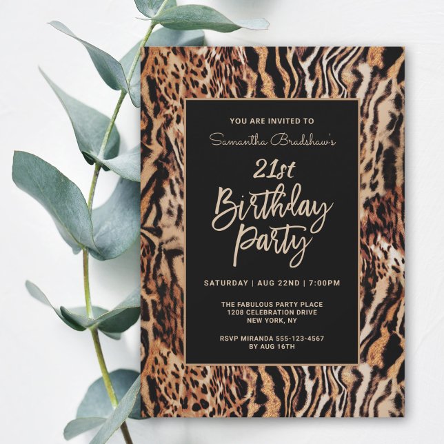 Trendy Animal Print 21st Birthday Party Invitation (Creator Uploaded)