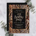 Trendy Animal Print 30th Birthday Party Invitation<br><div class="desc">Celebrate her 30th birthday in trendy style with this custom Safari style invitation. It features a wild animal print pattern in earthy shades of brown, tan, beige and black with a stripes and spots pattern. A chic black background frames your custom text in style. Personalize the text template with your...</div>