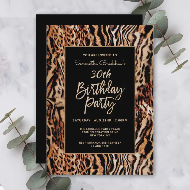Trendy Animal Print 30th Birthday Party Invitation | Zazzle