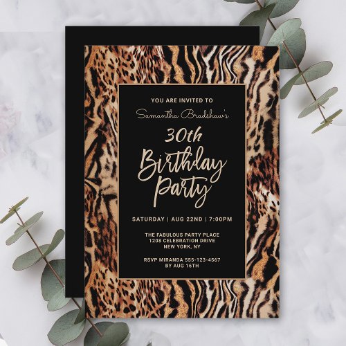 Trendy Animal Print 30th Birthday Party Invitation