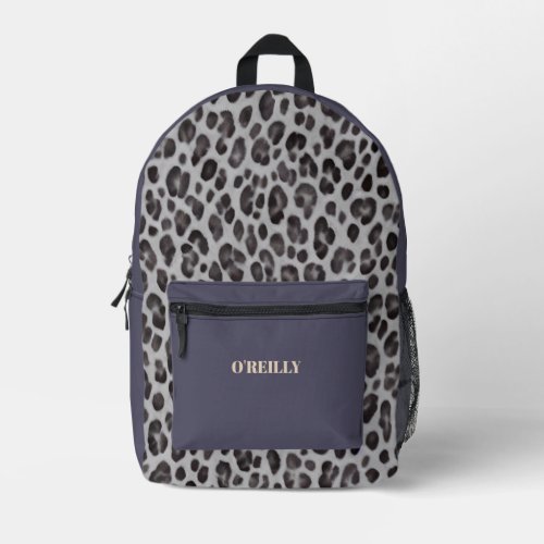 Trendy Animal Print and Purple Modern Monogram Printed Backpack