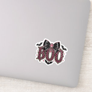 Trendy Animal Print "BOO" Vinyl Sticker with Black