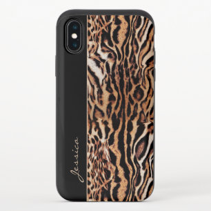 Trendy Animal Print Pattern with Your Name iPhone X Slider Case