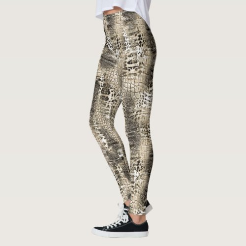 Trendy Animal Print Snakeskin Pattern Leggings