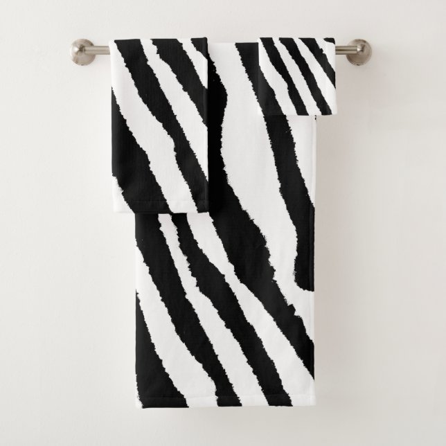 Trendy Animal Print Zebra Seamless Pattern Bath Towel Set (Insitu)