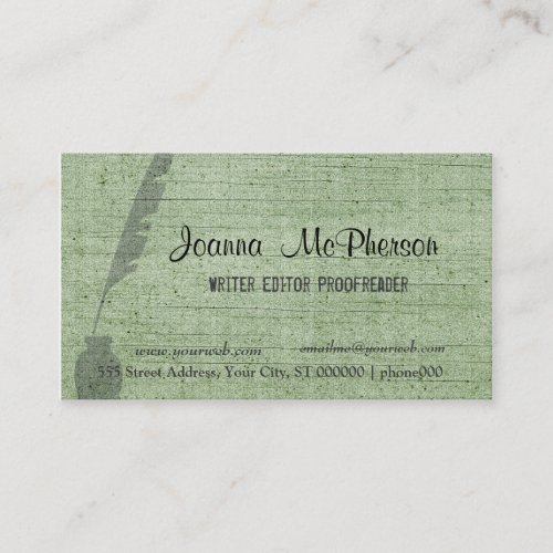 Trendy Antique Writing Ink Pen Editor Journalist Business Card