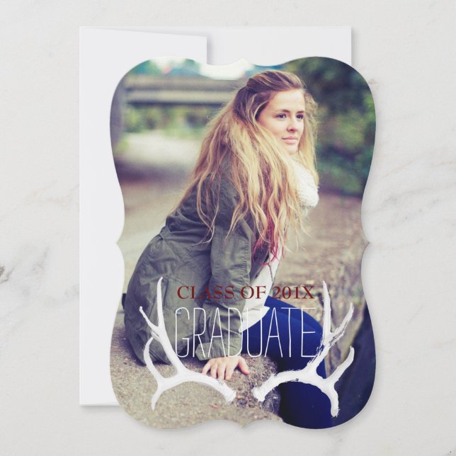 Trendy Antler Bracket Graduation 5x7 Invitation (Front)