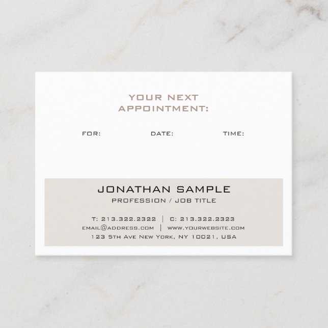 Trendy Appointment Reminder Creative Modern Plain Card (Front)