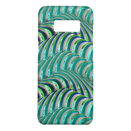 Trendy Aqua Blue Lime Green Waves Swirls Pattern Case_Mate Samsung Galaxy S8 Case